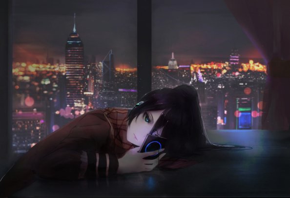 Anime Girl Listening Music On Ipod