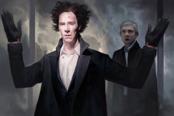 Benedict Cumberbatch And Martin Freeman Sherlock Artwork