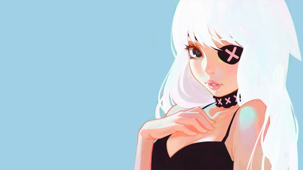 Eye Patch Anime Girl Illustration 4k