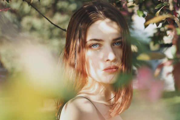 Blue Eyes Girl Brunette Face