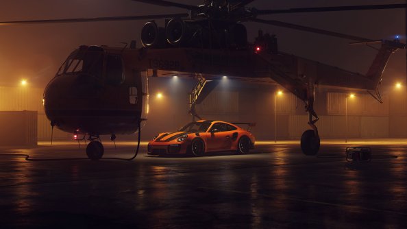Porsche GT2RS With Helicopter
