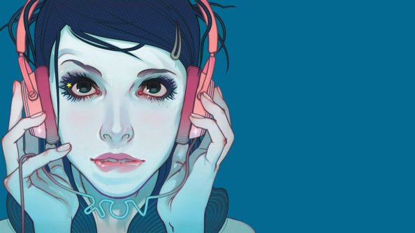 Biting Lips Girl Art