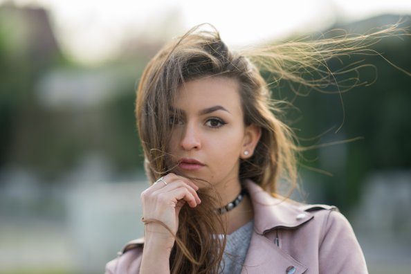 Girl Hair Blowing In Wind