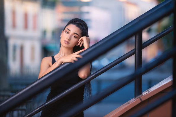 Beautiful Black Hair Girl Outdoor