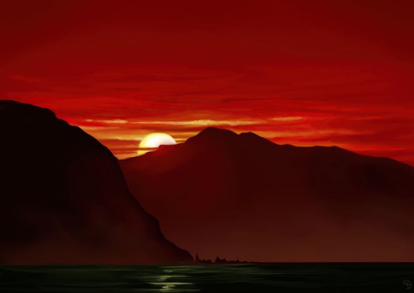 Peaceful Mountains Sunset 5k