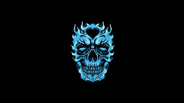 Frozen Glowing Skull Minimal 4k