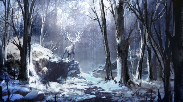 Winter Forest Reindeer 4k
