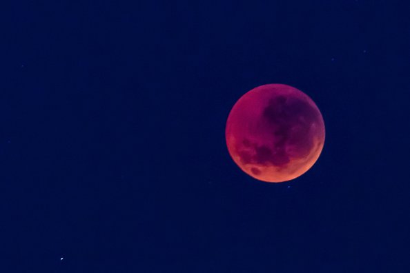 Blood Red Moon In Blue Sky