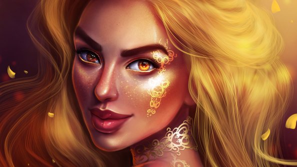 Golden Fantasy Girl Portrait
