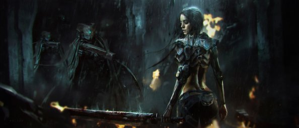 Girl In Rain Cyberpunk