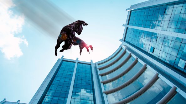 Black Panther Jumping From The Building