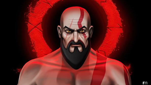 Kratos Cartoon Illustration 5k
