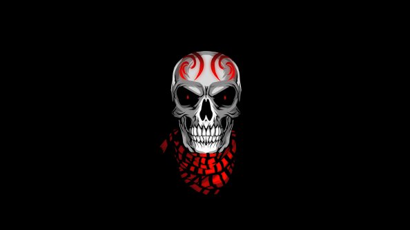 Skull With Scarves Minimal 4k