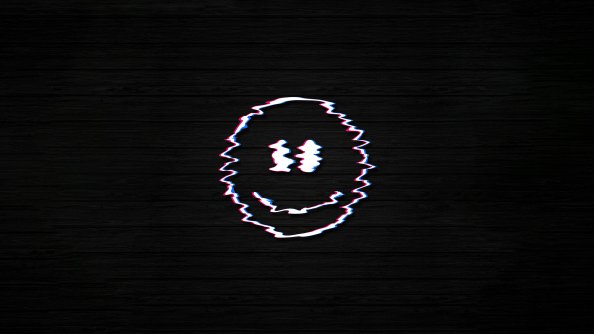 Smiley Glitch Dark Black 4k