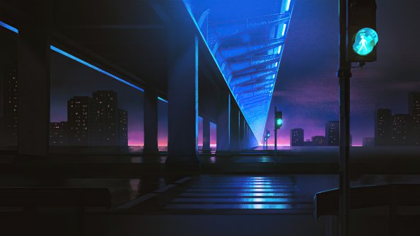Traffic Lights Night City 4k