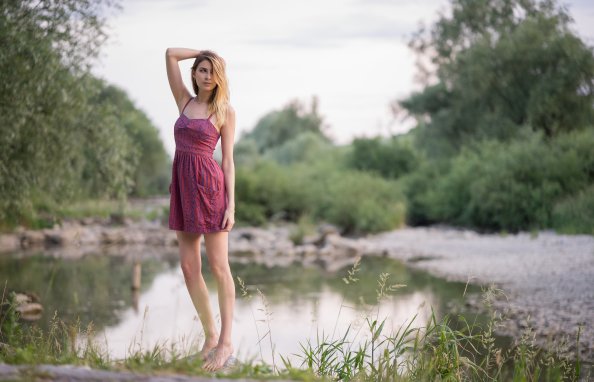 Women Red Dress Outdoors 5k