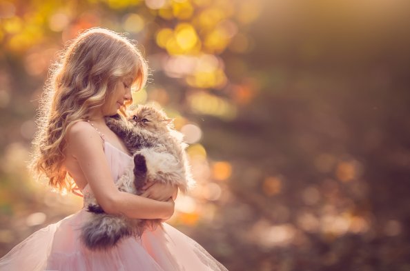 Little Girl With Cat