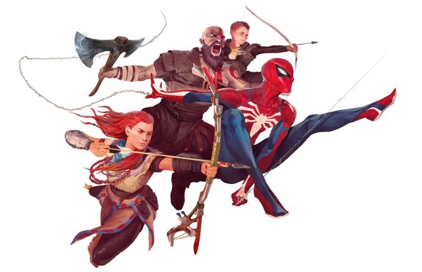 Spiderman And God Of War Characters Art