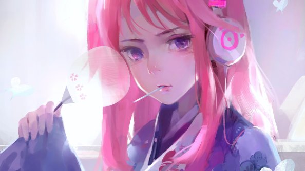 Cute Anime Girl Pink Art 4k