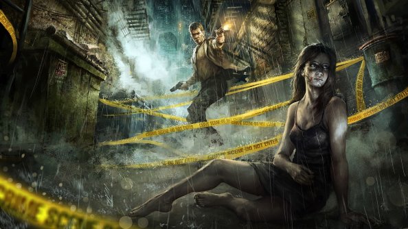 Road Block Police Tape Girl 4k