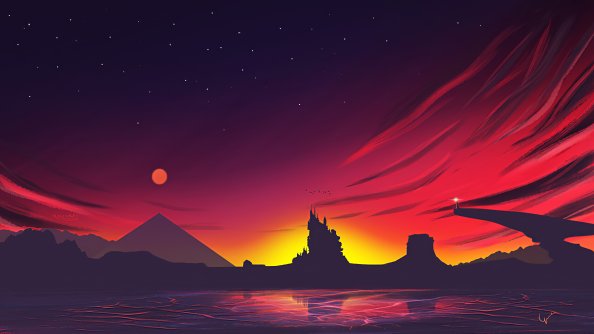 Minimal Sunset Landscape 4k