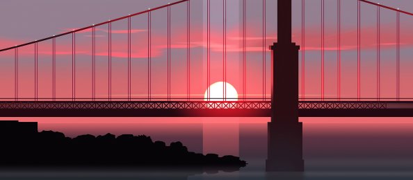 Bridge Sunset Minimal Art 4k