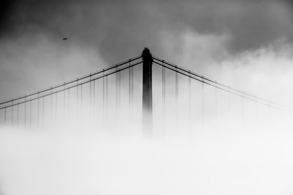 San Francisco Oakland Bay Bridge Covered With Fog