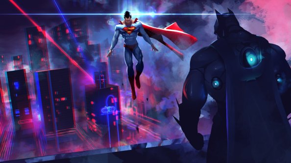 Batman Vs Superman Neon Lights Artwork