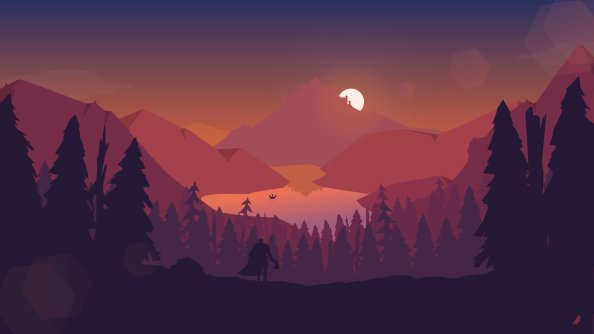 Lake Forest Mountains Illustration 4k