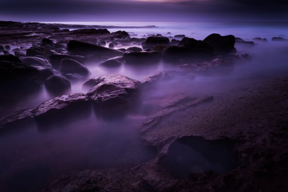 Rocks Shore Long Exposure 8k