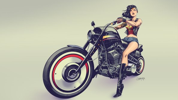 Wonder Woman On Bike 4k