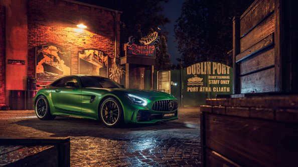 Green Mercedes AMG GT R Front
