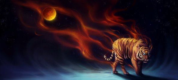 Tiger Fantasy Magical Flame 4k