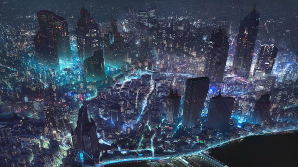 Cyberpunk City World Map 4k