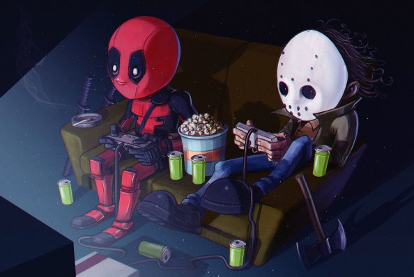 Deadpool And His Friend Playing Video Games