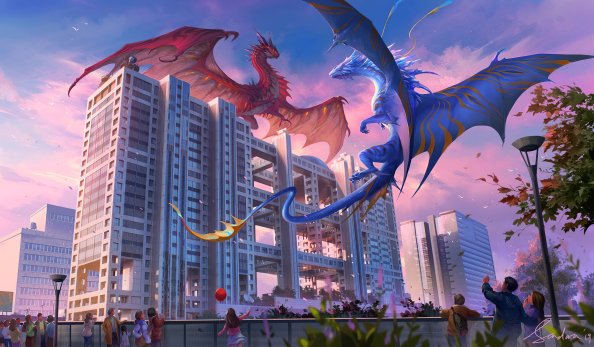 Blue Vs Red Dragon 4k