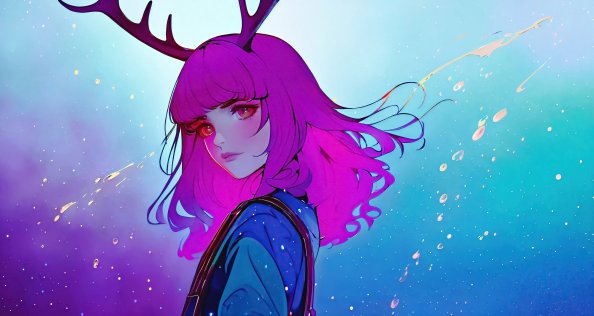 Purple Hair Girl With Horns