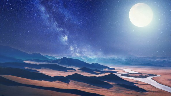 Moon Night Desert 4k