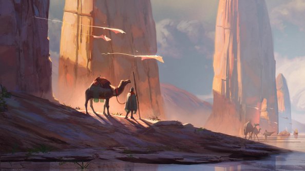 Digital Art Camel Desert 4k