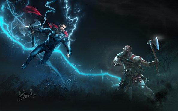 Thor Vs Kratos Art