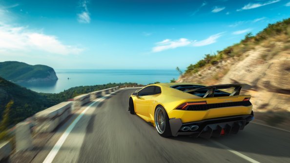 Yellow Lamborghini Huracan Rear