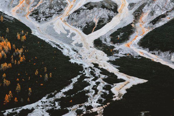 Aerial View Of Frozen Winter Landscape 5k