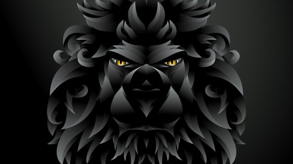 Dark Black Lion Illustration