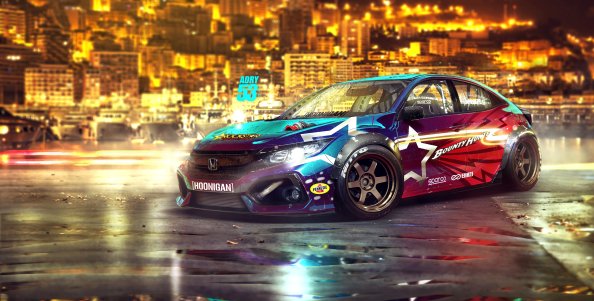 Honda Colorful Digital Art 4k