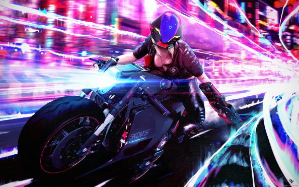 Cyberpunk Bike Girl