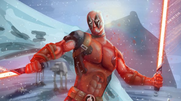 Deadpool With Light Saber 4k