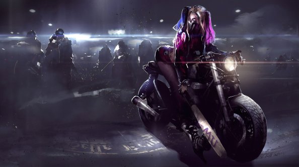 Harley Quinn On Bike 4k
