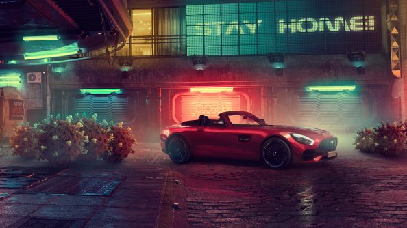 Red Mercedes AMG GT Roadster 5k