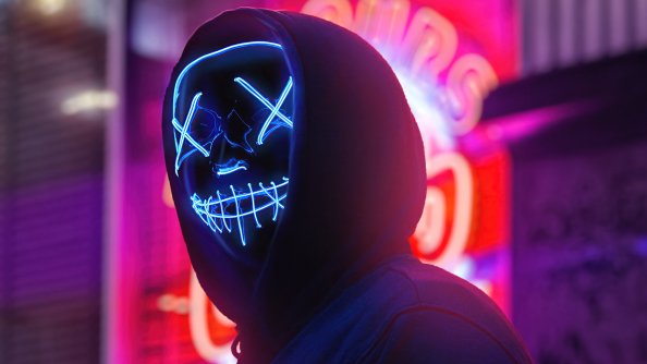 Neon Mask Boy City 4k