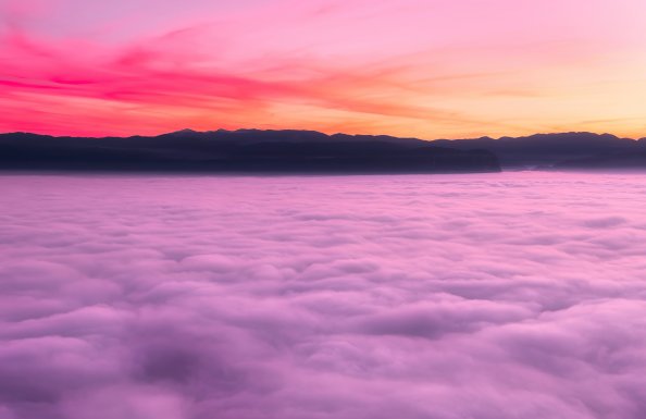 Sea Of Clouds Sunset Landscape 4k
